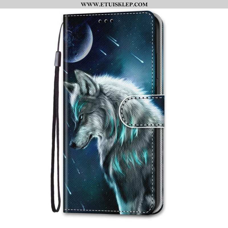 Etui Folio do Samsung Galaxy M53 5G z Łańcuch Smycz Wilk